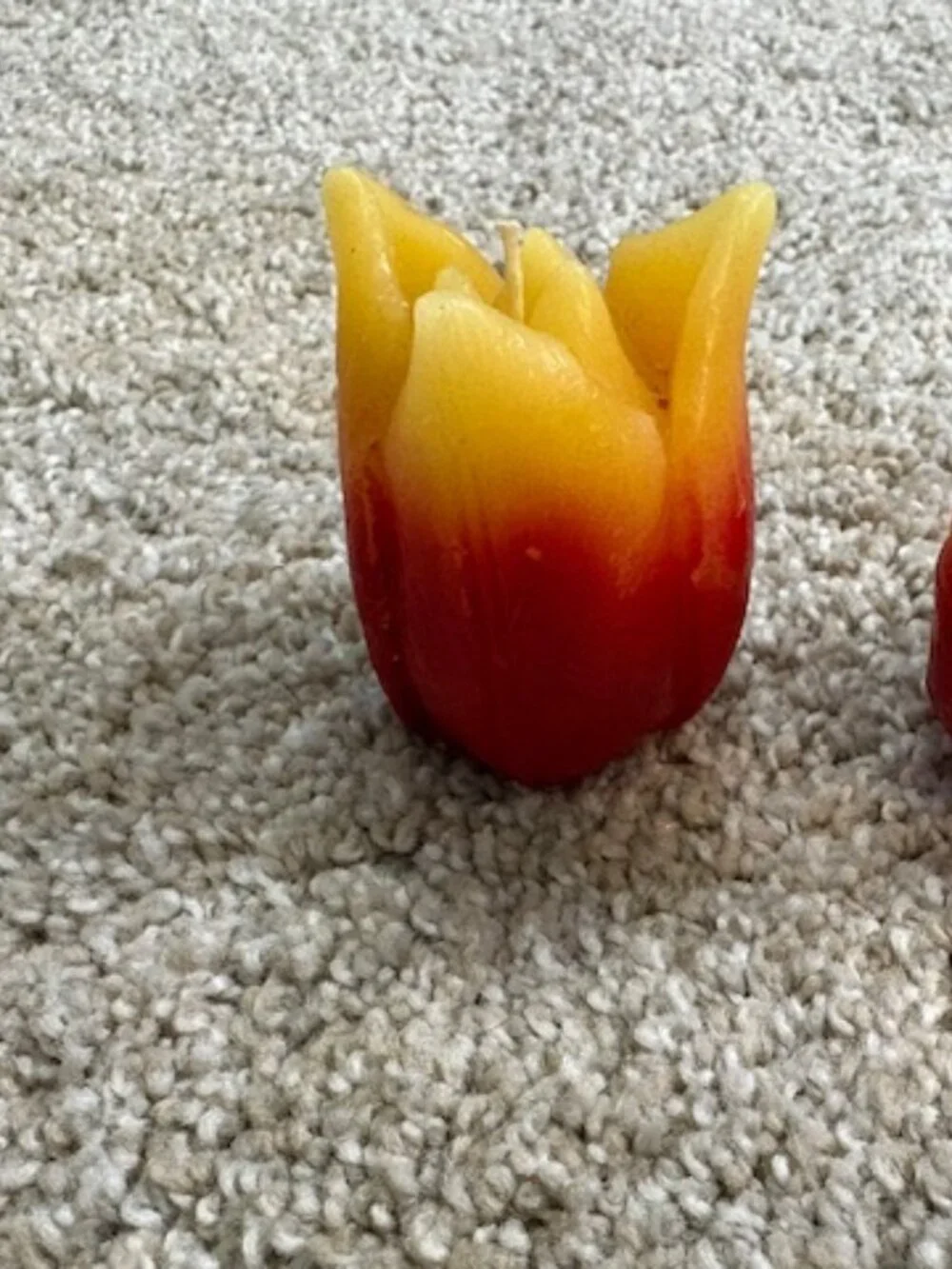 Set of 2 Tulip Shaped Wick Votive Candles, Red & Yellow 3x2
